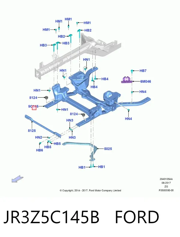 Балка передней подвески (подрамник) передняя JR3Z5C145B Ford