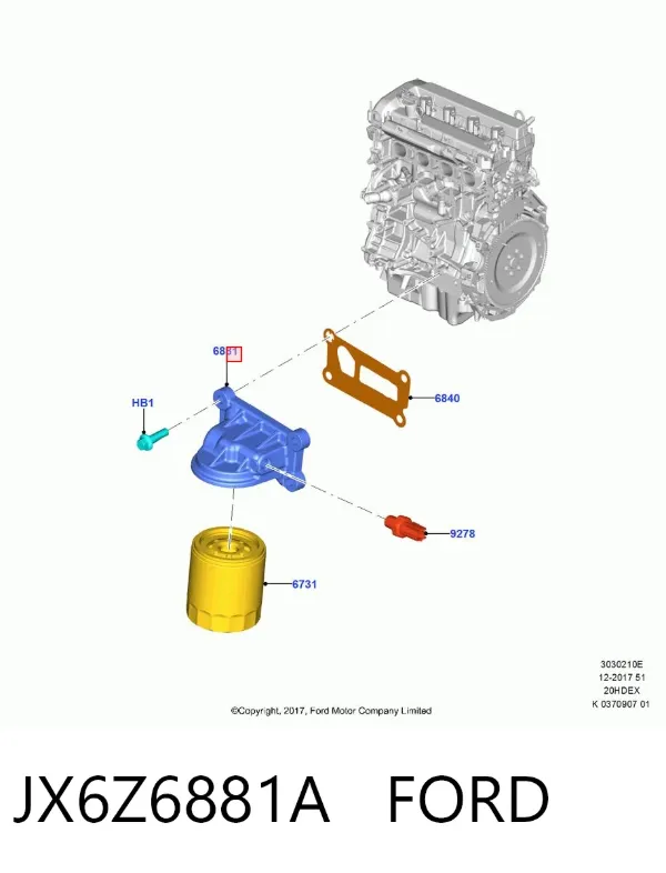 Кронштейн масляного фильтра JX6Z6881A Ford