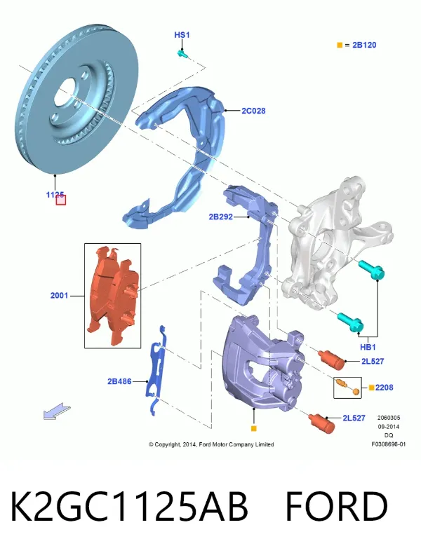 Передние тормозные диски K2GC1125AB Ford