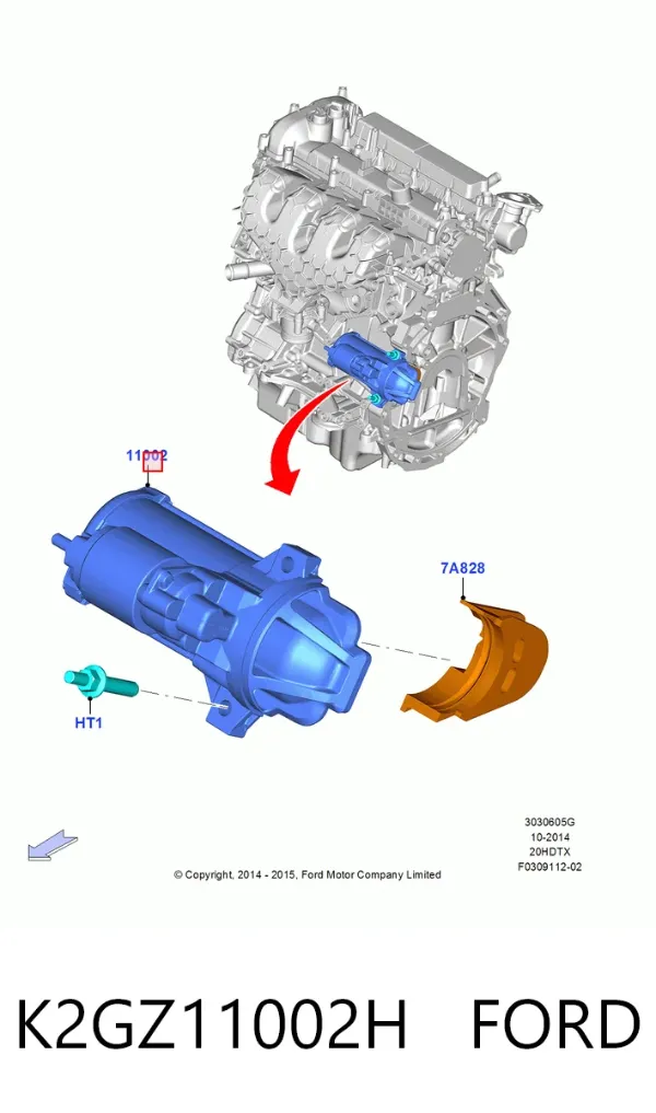 Стартер K2GZ11002H Ford