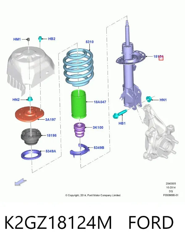 Амортизатор передний правый K2GZ18124M Ford