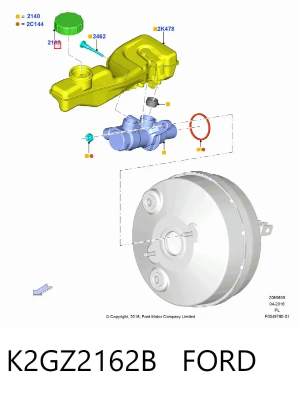 Крышка бачка главного тормозного цилиндра K2GZ2162B Ford