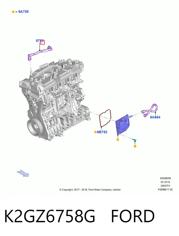 Патрубок вентиляции картерных газов K2GZ6758G Ford