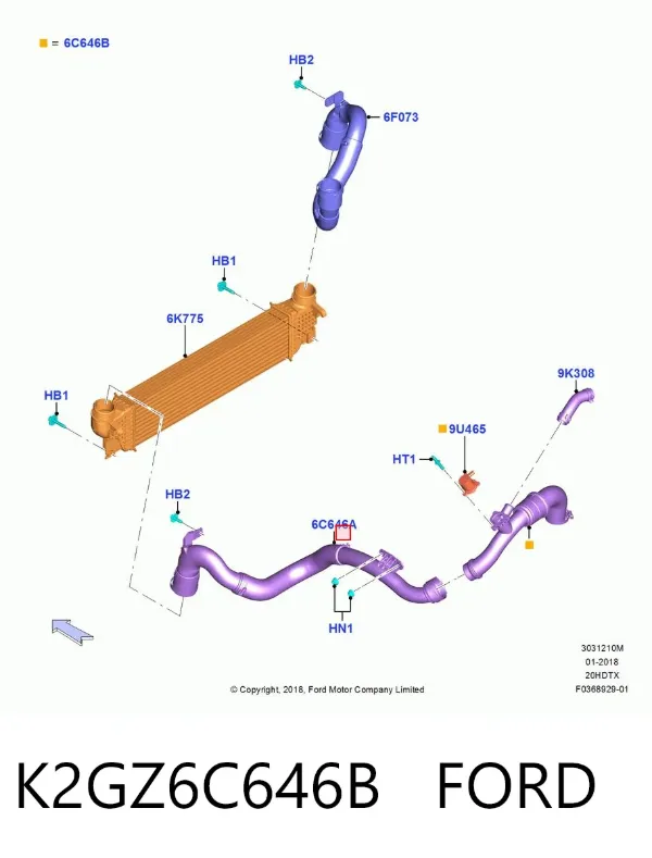 Патрубок интеркулера K2GZ6C646B Ford
