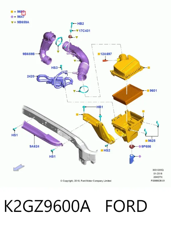 Корпус фильтра K2GZ9600A Ford
