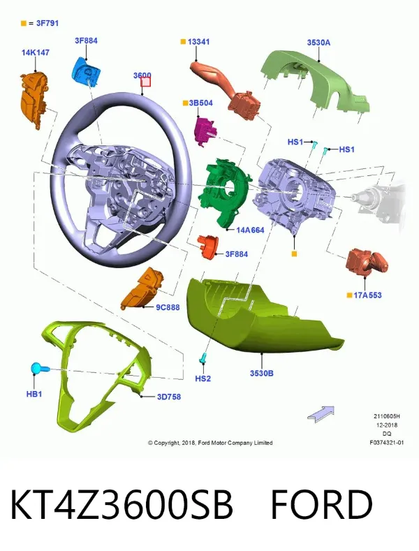 Руль KT4Z3600SB Ford