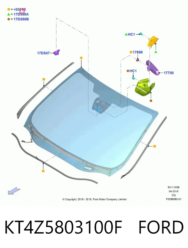 Лобовое стекло KT4Z5803100F Ford