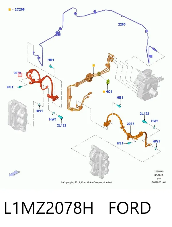 Шланг тормозной передний левый L1MZ2078H Ford