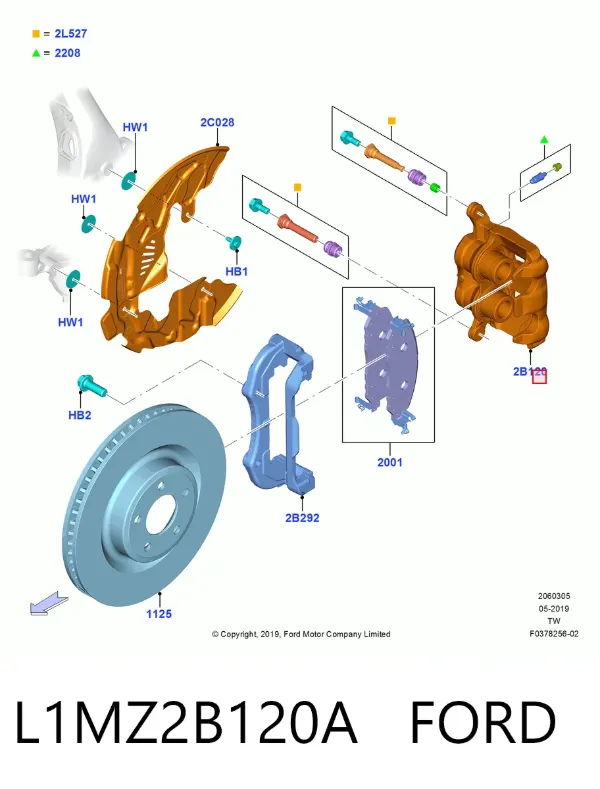 Суппорт тормозной передний правый L1MZ2B120A Ford
