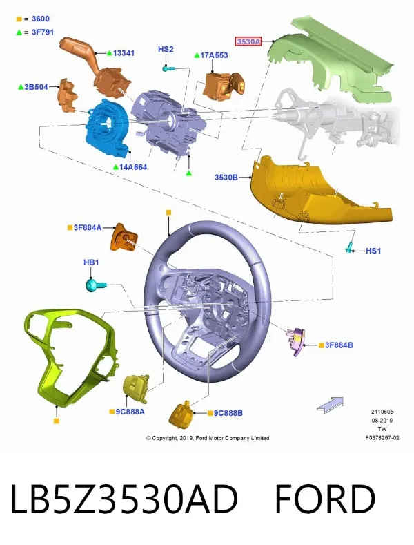 Защитный кожух рулевого механизма LB5Z3530AD Ford
