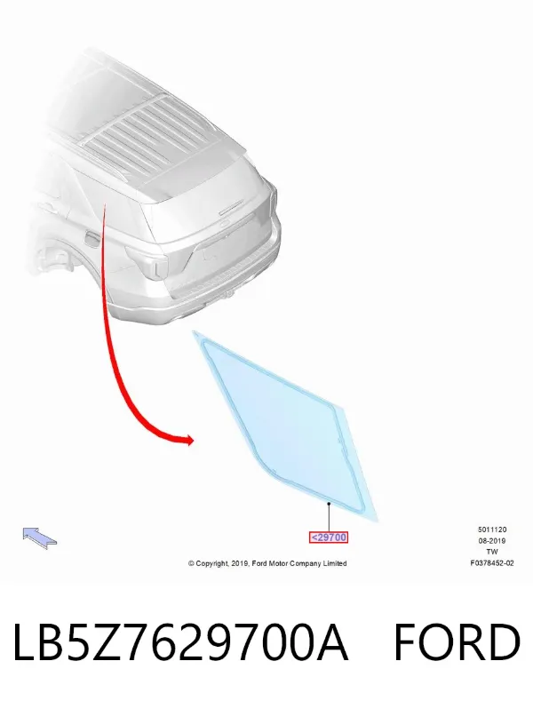 Стекло кузова (багажного отсека) правое LB5Z7629700A Ford