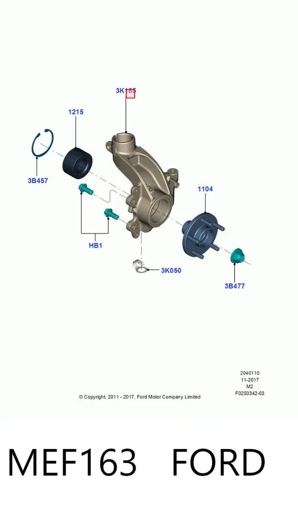 Цапфа передняя правая MEF163 Ford