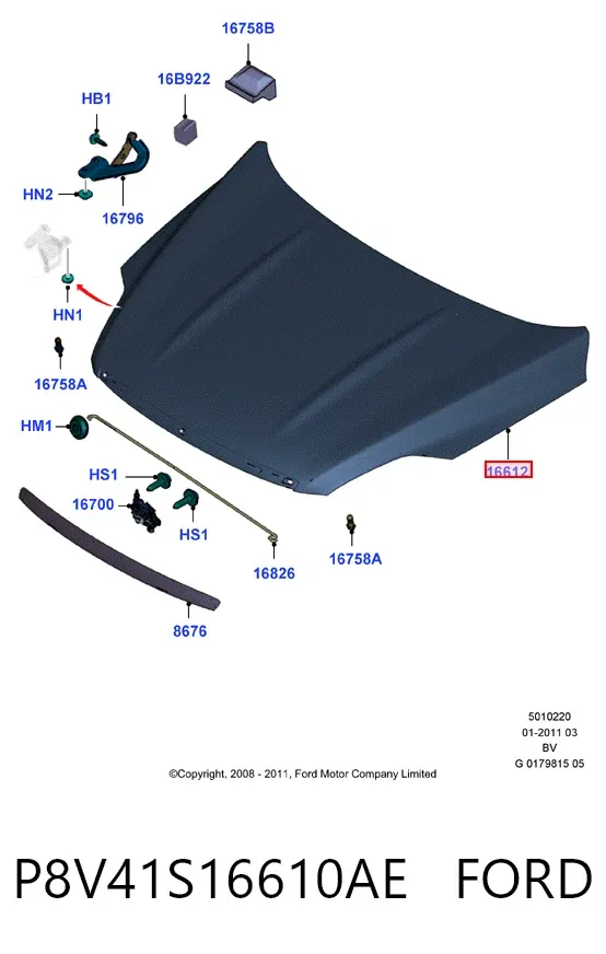 Капот P8V41S16610AE Ford