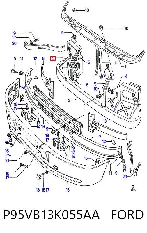Суппорт радиатора левый (монтажная панель крепления фар) P95VB13K055AA Ford