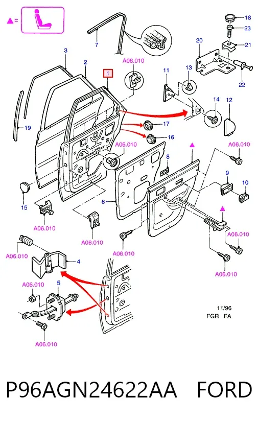 Дверь задняя правая P96AGN24622AA Ford