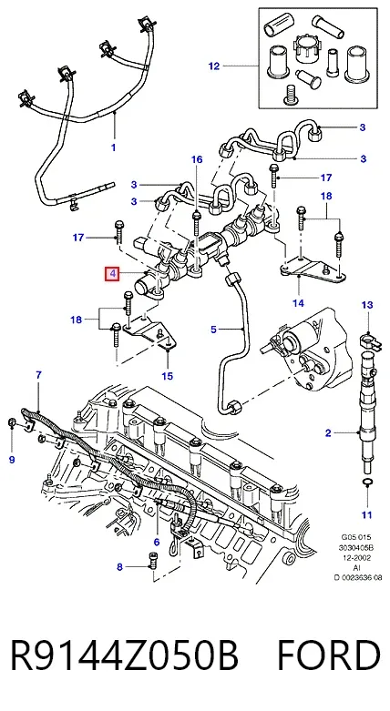 Распределитель топлива (рампа) R9144Z050B Ford