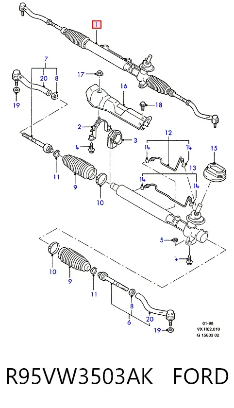 Рулевая рейка R95VW3503AK Ford