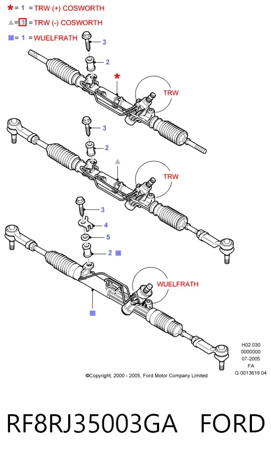 Рулевая рейка RF8RJ35003GA Ford