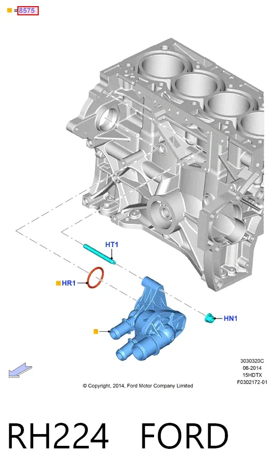 Корпус термостата RH224 Ford