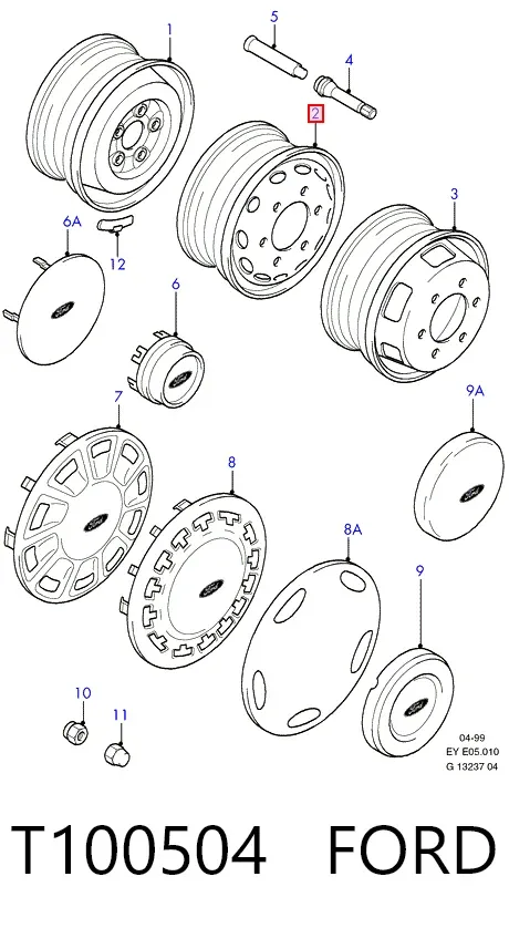 Диски колесные стальные (штампованные) T100504 Ford