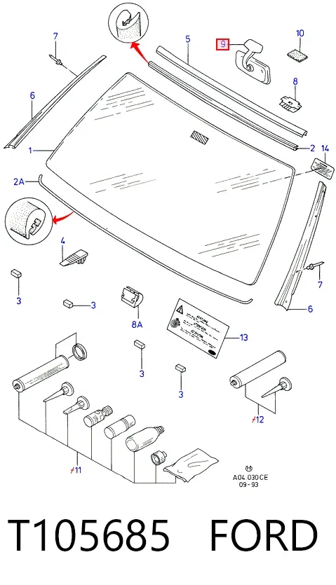 Зеркало заднего вида T105685 Ford