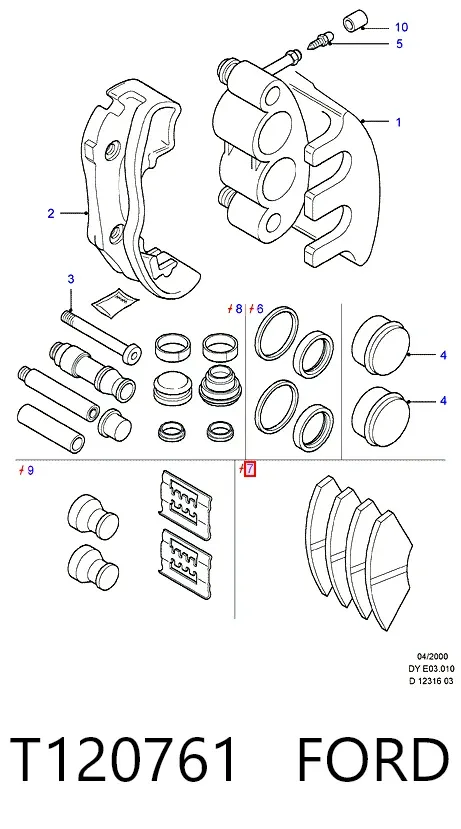 Передние тормозные колодки T120761 Ford