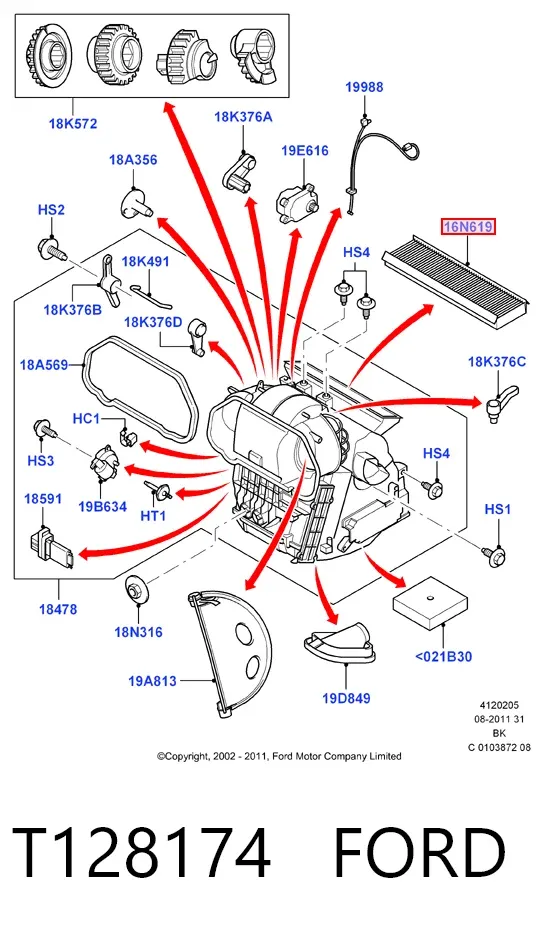 Фильтр салона T128174 Ford
