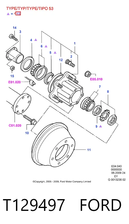 Подшипник задней ступицы T129497 Ford