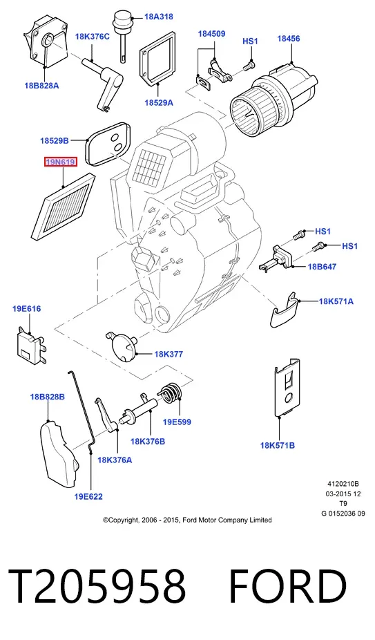 Фильтр салона T205958 Ford