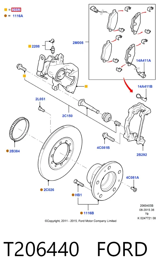 Суппорт задний левый T206440 Ford