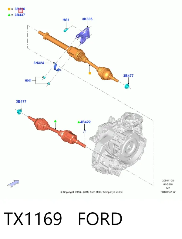 Правая полуось TX1169 Ford