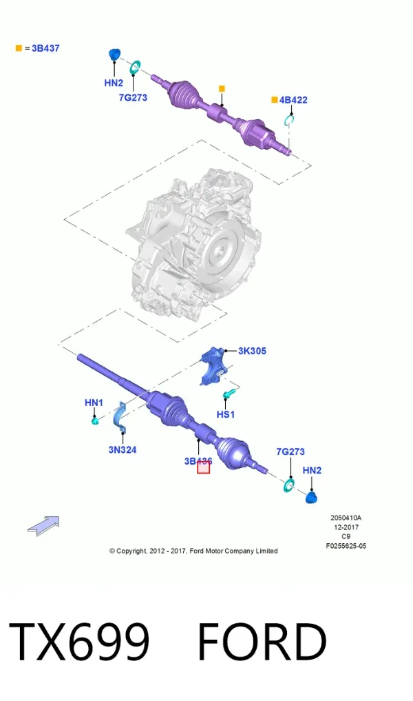 Правая полуось TX699 Ford