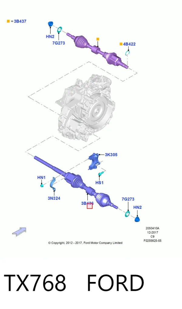 Правая полуось TX768 Ford