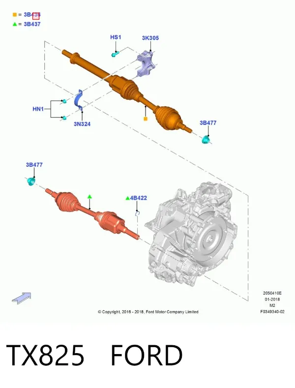 Правая полуось TX825 Ford