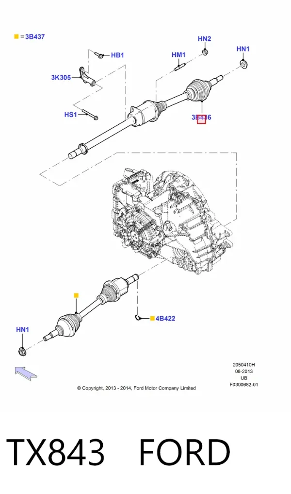 Правая полуось TX843 Ford