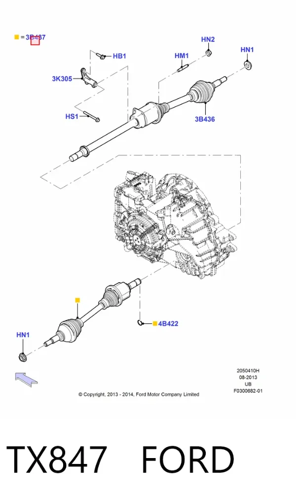 Левая полуось TX847 Ford