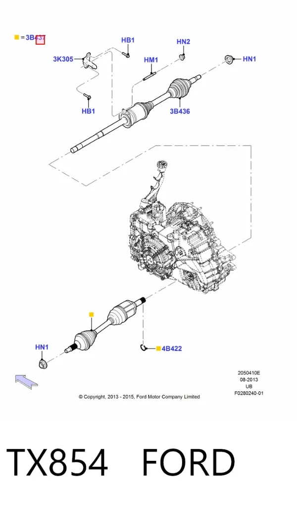 Левая полуось TX854 Ford