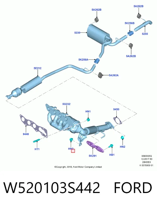 Гайка болта крепления переднего рычага, нижнего W520103S442 Ford