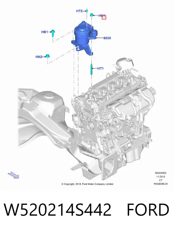 Болт (гайка) крепежа W520214S442 Ford