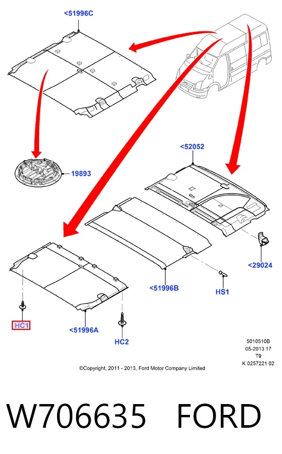 Пистон крепления обшивки двери W706635 Ford