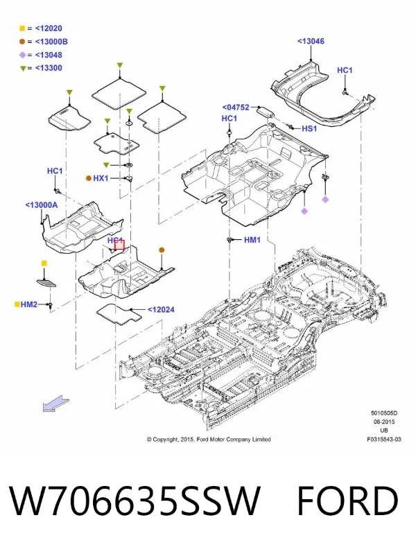 Пистон крепления обшивки двери W706635SSW Ford
