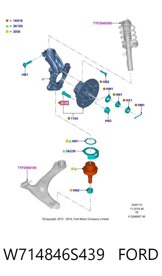 Шпилька колесная передняя W714846S439 Ford