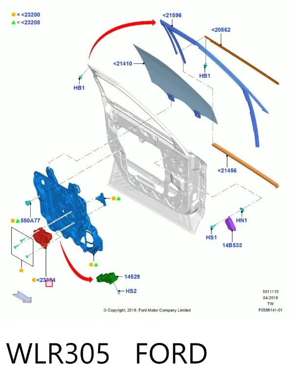 Стеклоподъемник передней правой двери WLR305 Ford