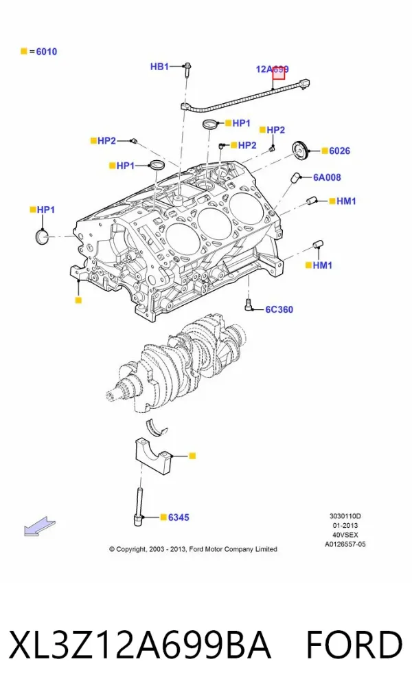 Датчик детонации XL3Z12A699BA Ford
