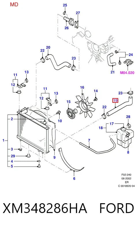 Нижний шлаг радиатора охлаждения XM348286HA Ford