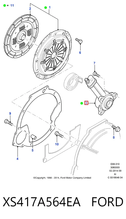 Рабочий цилиндр сцепления в сборе XS417A564EA Ford