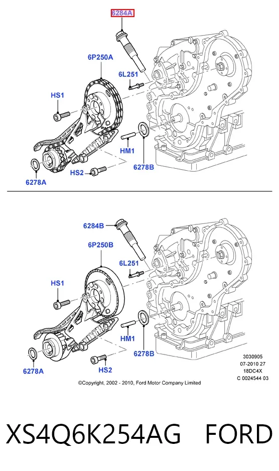 Натяжитель цепи ГРМ XS4Q6K254AG Ford