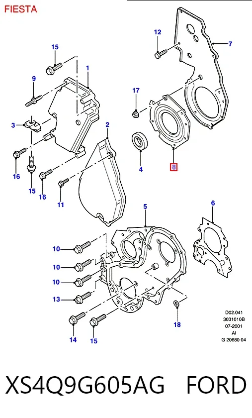 Прокладка передней крышки двигателя XS4Q9G605AG Ford