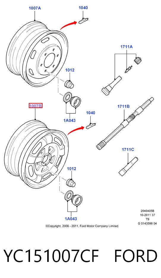 Диски колесные стальные (штампованные) YC151007CF Ford