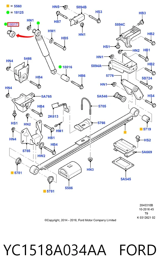 Втулка заднего амортизатора YC1518A034AA Ford